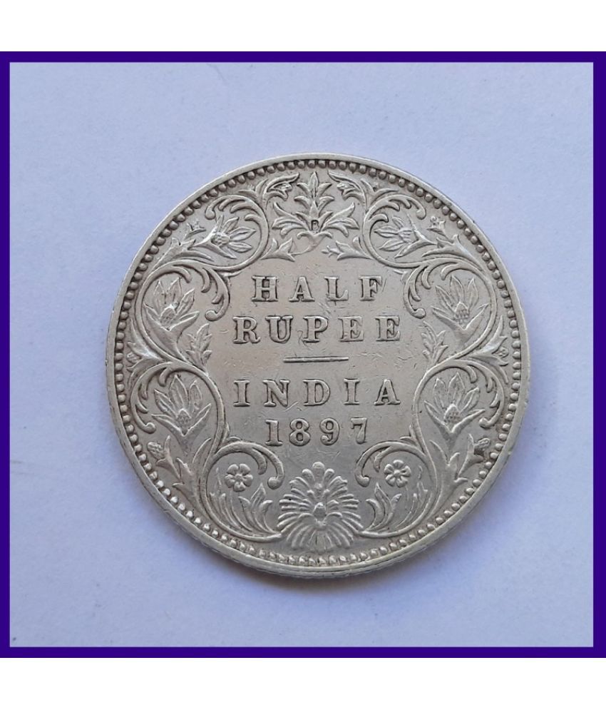     			HALF RUPEES 1897 SILVER COIN