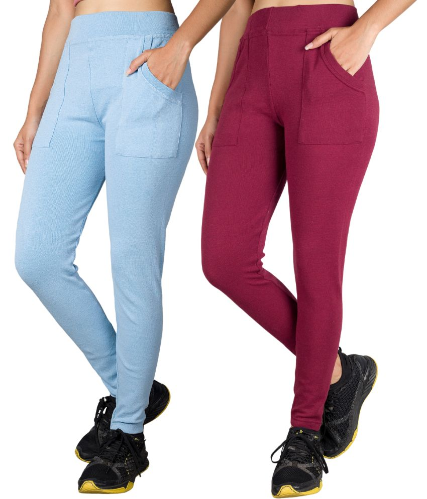     			KARARO JEGGINGS - Cotton Blend Skinny Fit Light Blue Women's Jeggings ( Pack of 2 )