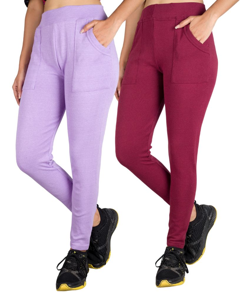     			KARARO JEGGINGS - Cotton Blend Skinny Fit Lavender Women's Jeggings ( Pack of 2 )