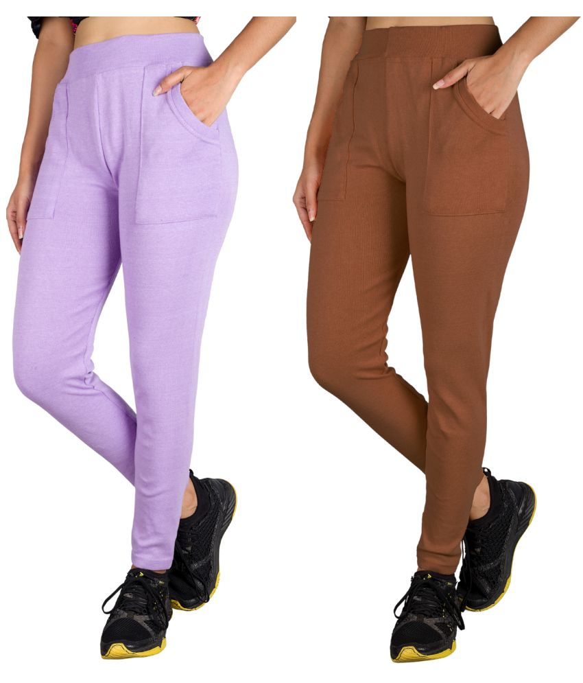     			KARARO JEGGINGS - Cotton Blend Skinny Fit Lavender Women's Jeggings ( Pack of 2 )