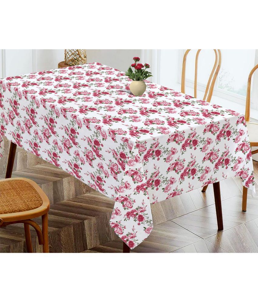     			Oasis Hometex Printed Cotton 4 Seater Rectangle Table Cover ( 152 x 138 ) cm Pack of 1 White