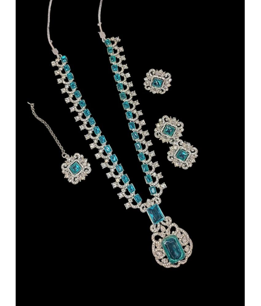     			Padmavati Bangles Light Blue Alloy Necklace Set ( Pack of 1 )