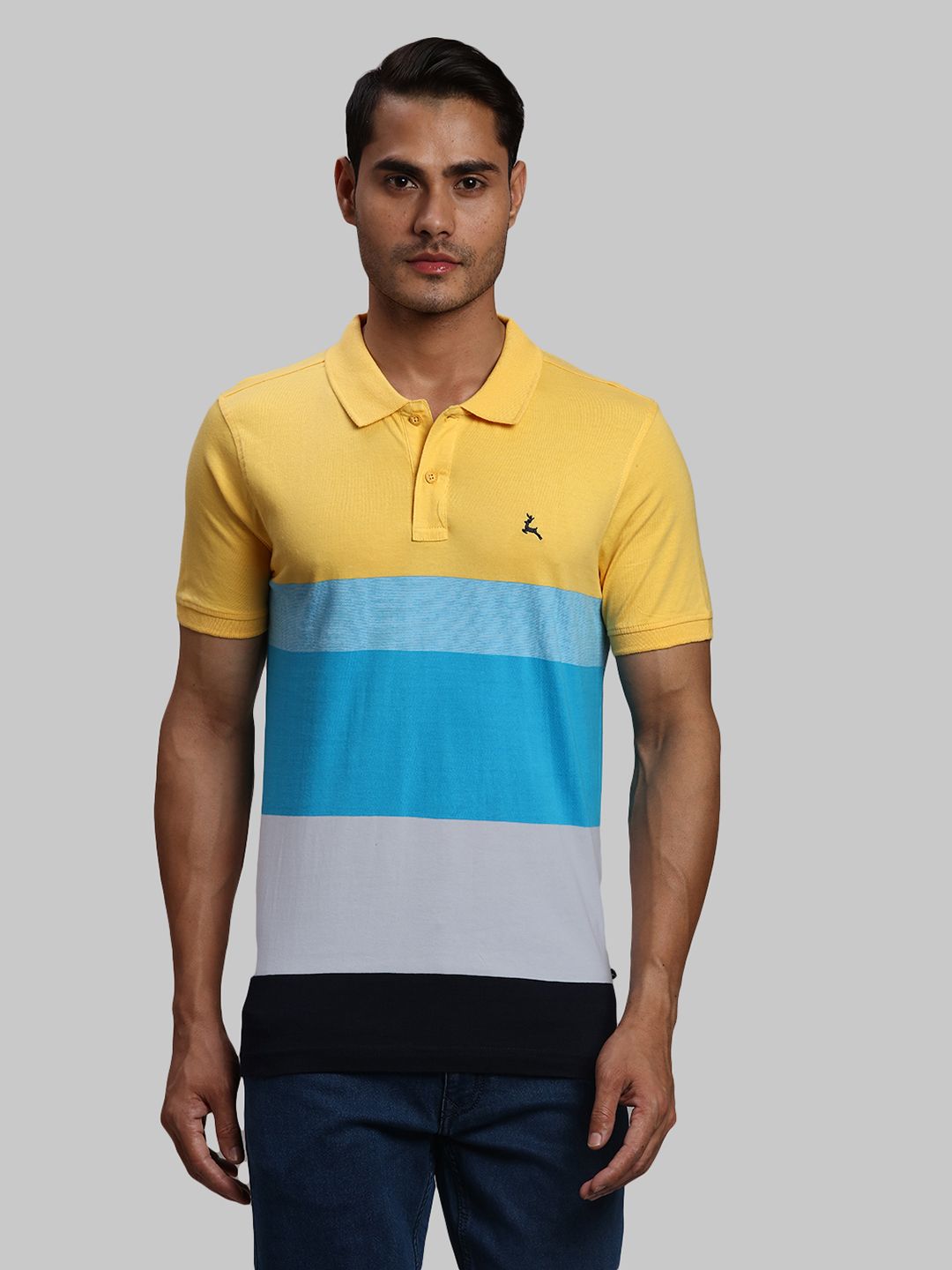     			Parx Cotton Regular Fit Colorblock Half Sleeves Men's Polo T Shirt - Yellow ( Pack of 1 )