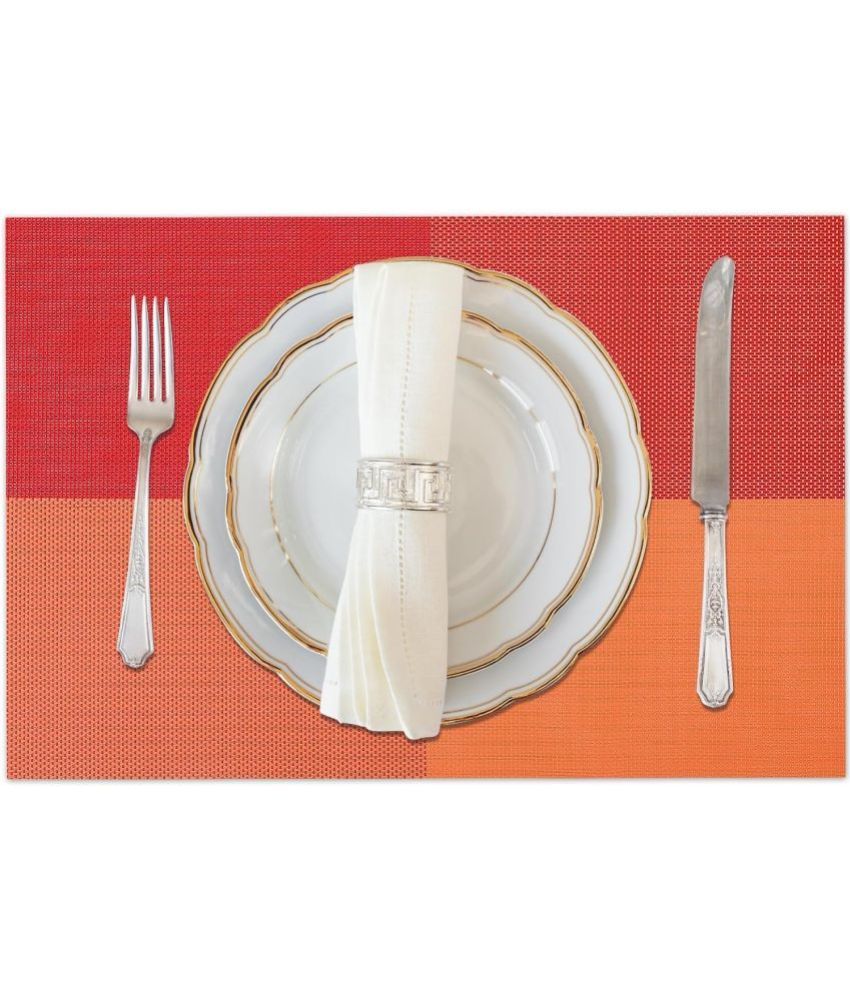     			RAMDEV ENTERPRISE PVC Colorblock Rectangle Table Mats ( 30 cm x 45 cm ) Pack of 4 - Orange