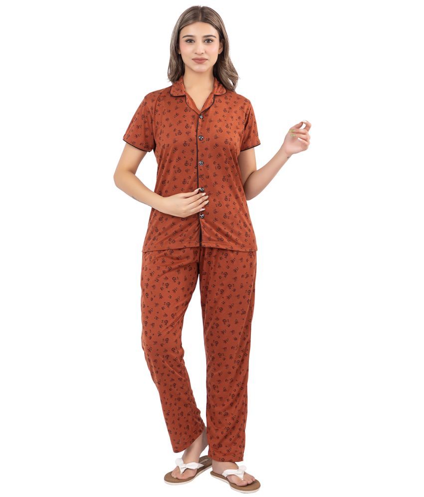     			VAZO Brown Cotton Women's Nightwear Nightsuit Sets ( Pack of 1 )