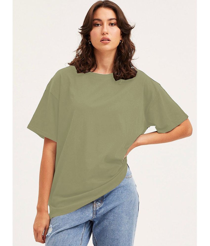     			VIOUR Olive Cotton Blend Women's T-Shirt ( Pack of 1 )