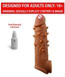 2 Inch Instant Extension Dragon C0nd0m Skin Brown Penis Cover | Double Hole Comfort | Made Of Finest Liquid Silicon | Extra Dotted Texture | Reusable Penis Sleeve For Men By Naughty Nights + Free Kaamraj Lubricant