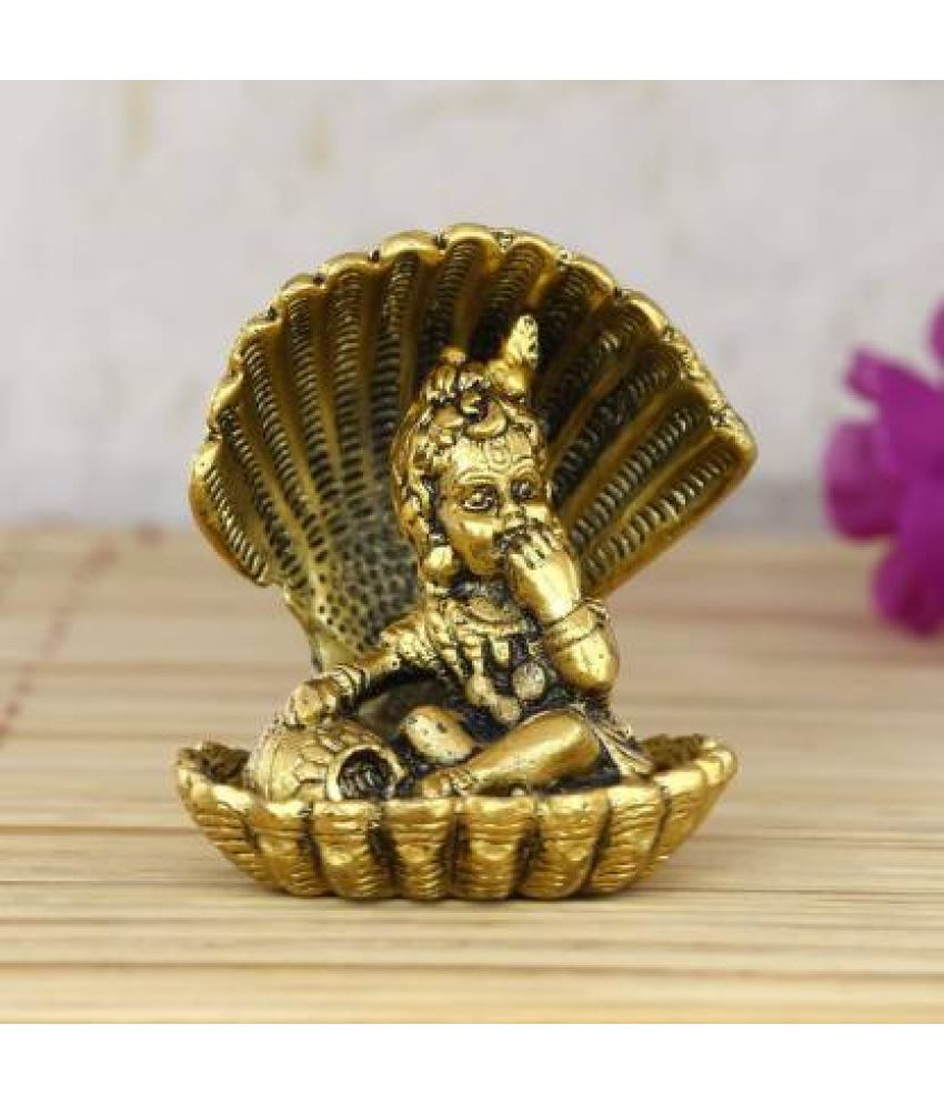     			Art n Hub Golden Bal Gopal Krishna having Makhan Decorative Showpiece/God Idol - 9 cm (Metal)