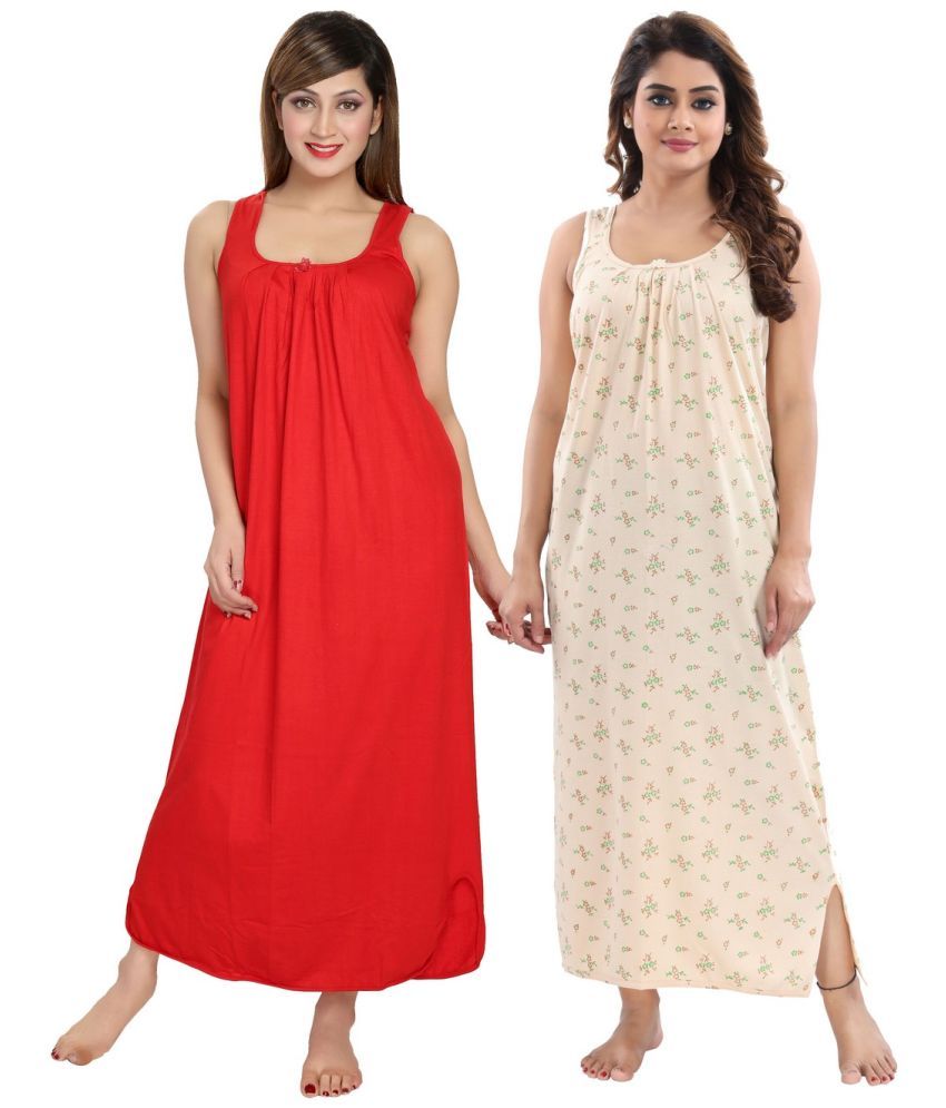     			Cinco Multicolor Cotton Blend Women's Nightwear Nighty & Night Gowns ( Pack of 2 )