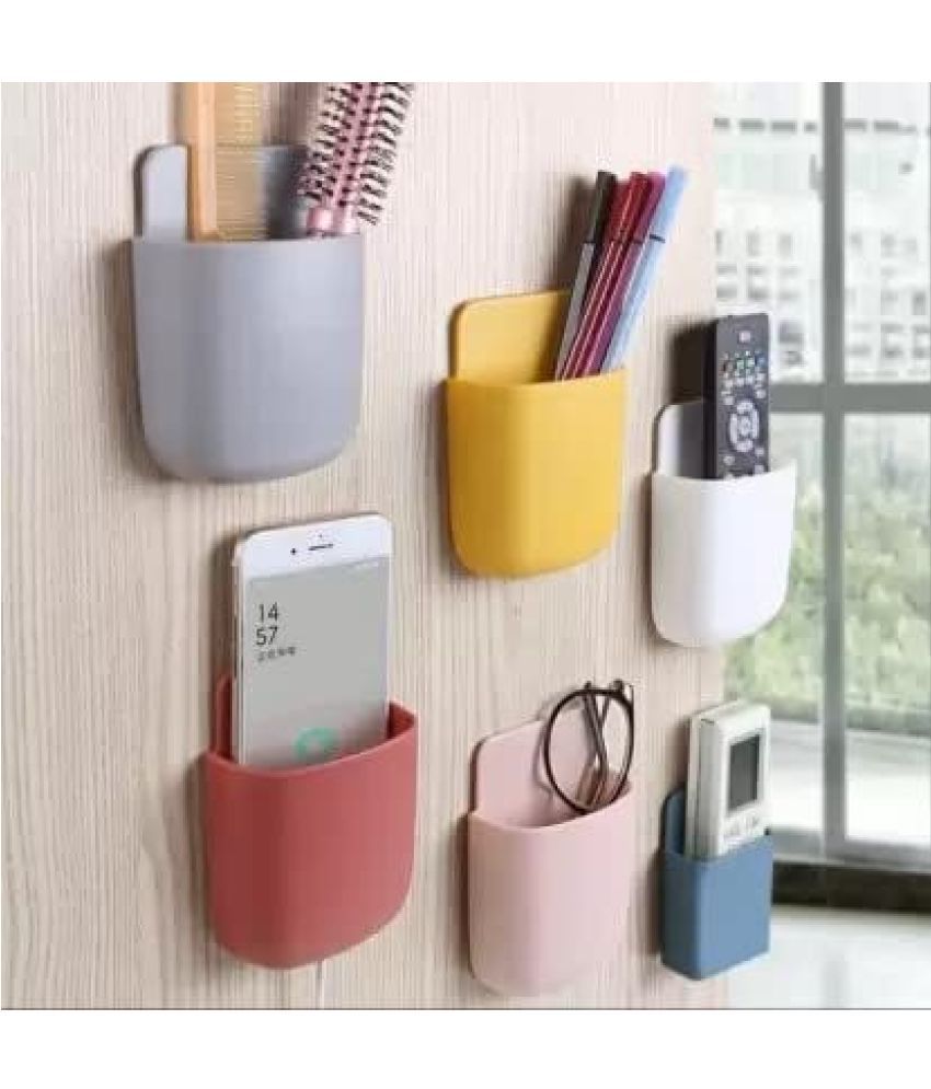     			Digimate Wall Mount Rectangular Multipurpose Remote Holder, Mobile Holder With Charging Hole - Personal Organisers