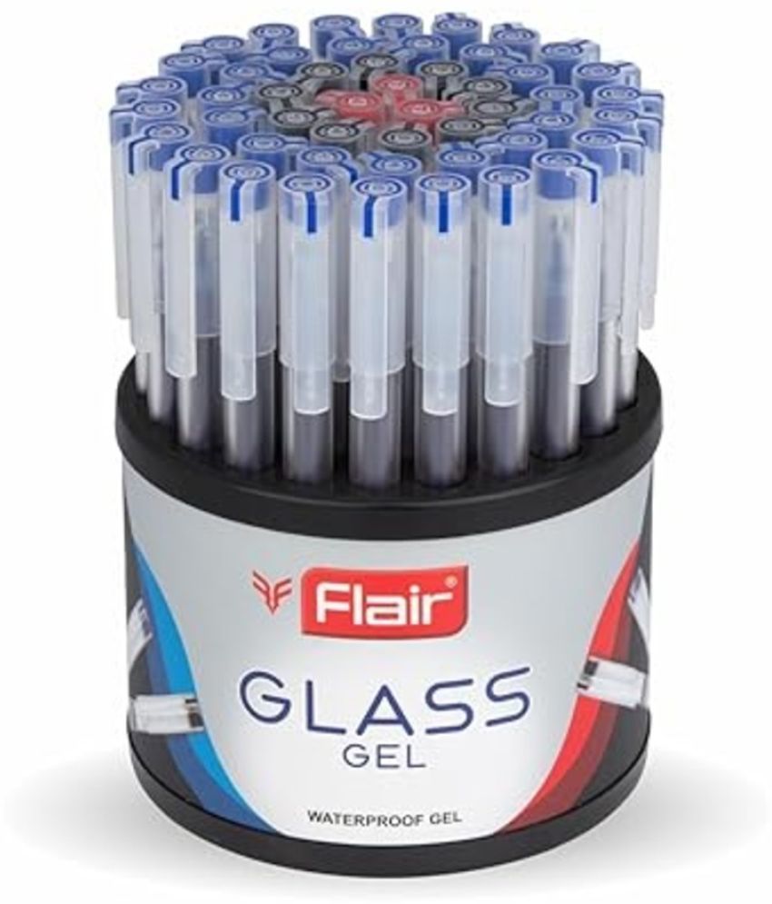     			Flair Glass Gel Pen Tip Size 0.6 Mm Blue, Black & Red Ink 50 Pcs Tumbler Set