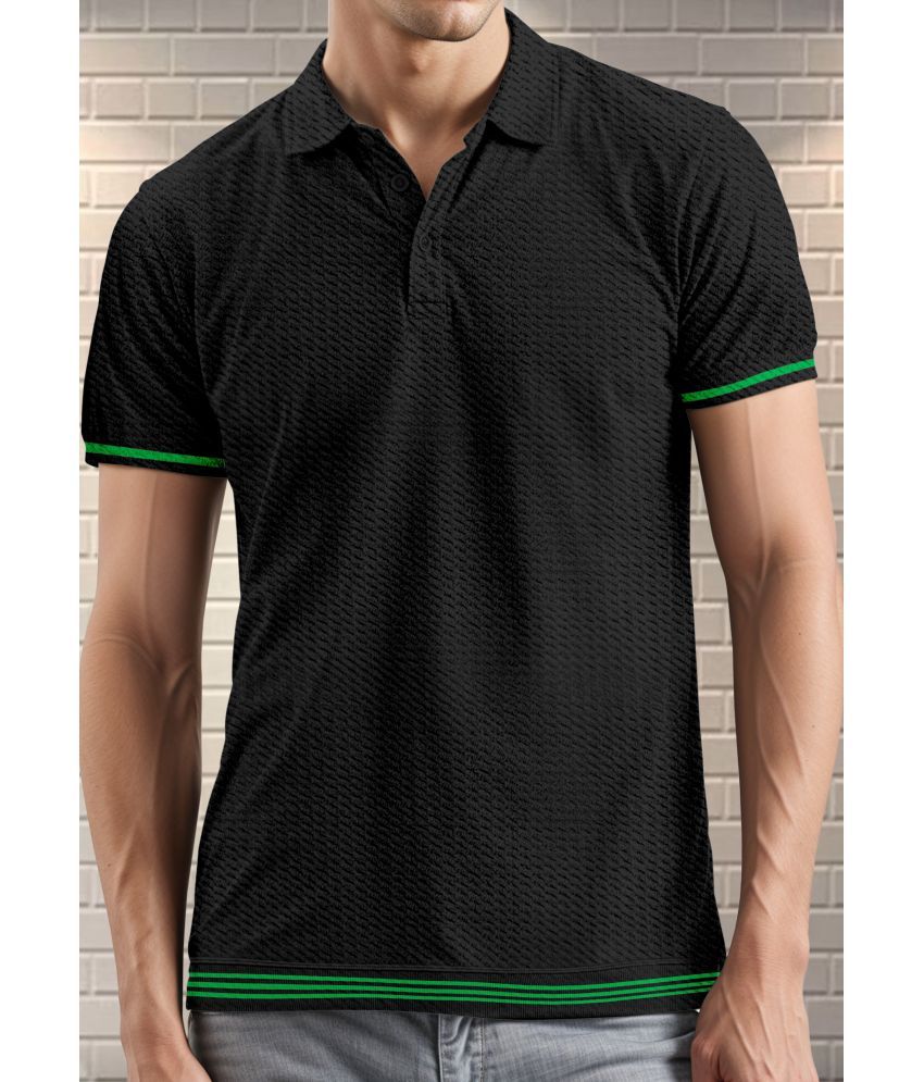     			FTX Polyester Regular Fit Self Design Half Sleeves Men's T-Shirt - Black ( Pack of 1 )