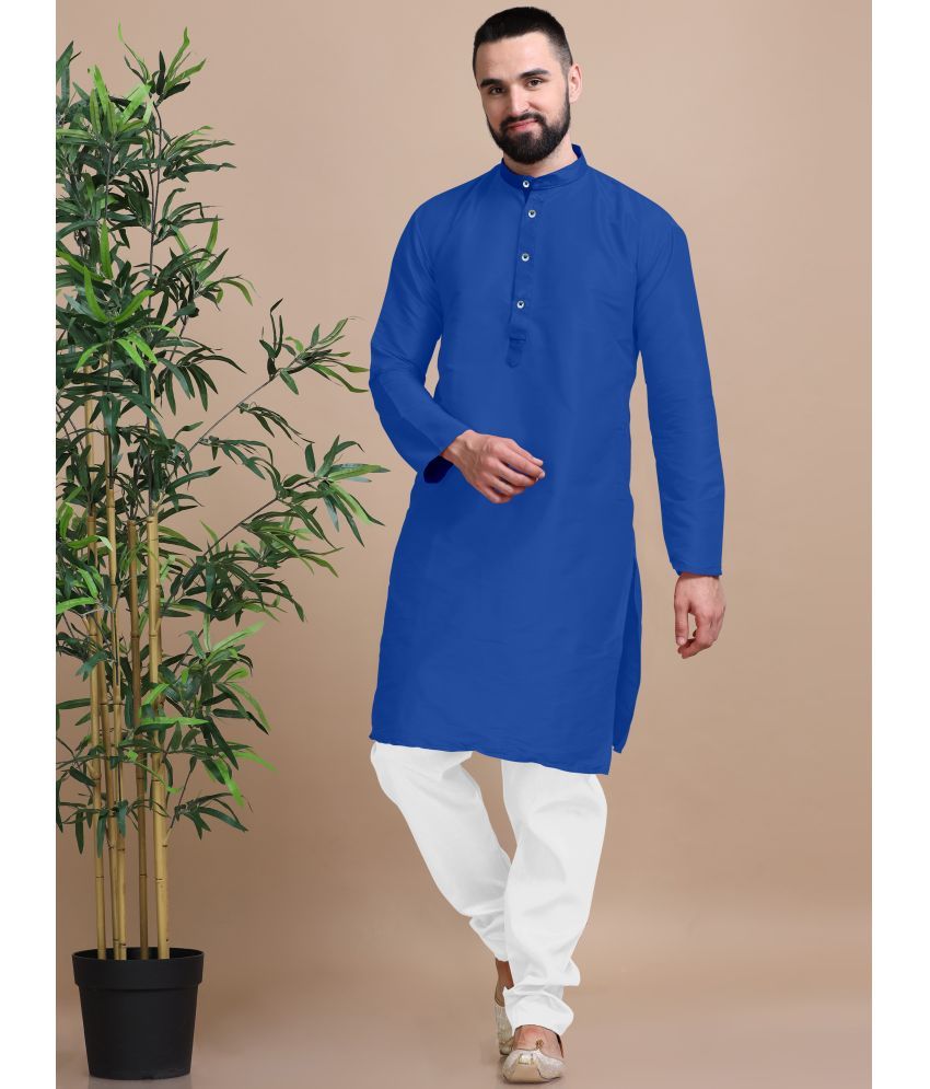     			Fashionfricks Blue Cotton Blend Men's Regular Kurta ( Pack of 1 )