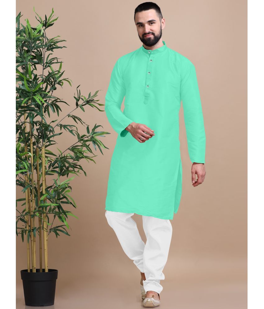     			Fashionfricks Sea Green Cotton Blend Men's Regular Kurta ( Pack of 1 )