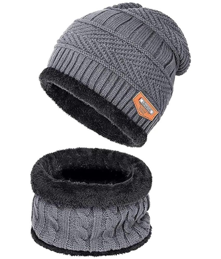     			ICONIC ME Gray Woollen Men's Cap ( Pack of 1 )