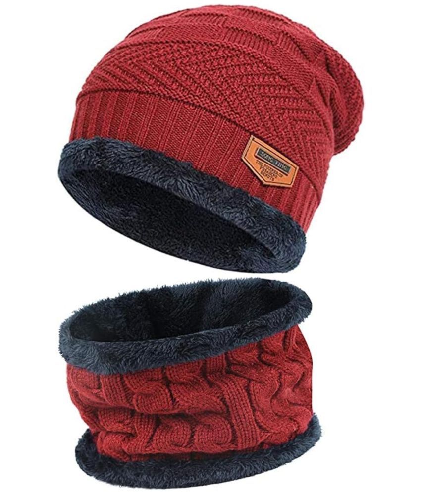     			ICONIC ME Maroon Woollen Men's Cap ( Pack of 1 )