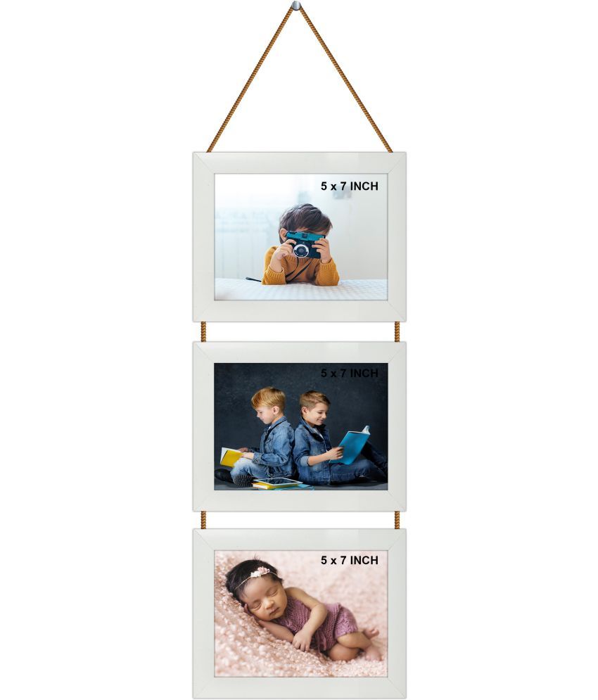     			Indianara Wood White Photo Frame Sets - Pack of 3