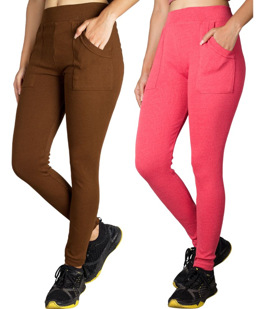     			KARARO JEGGINGS - Cotton Blend Skinny Fit Mustard Women's Jeggings ( Pack of 2 )