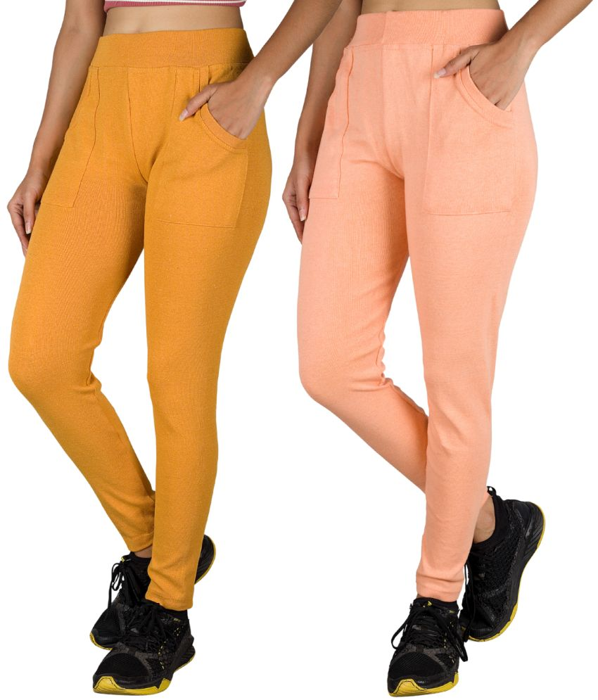     			KARARO JEGGINGS - Cotton Blend Skinny Fit Gold Women's Jeggings ( Pack of 2 )