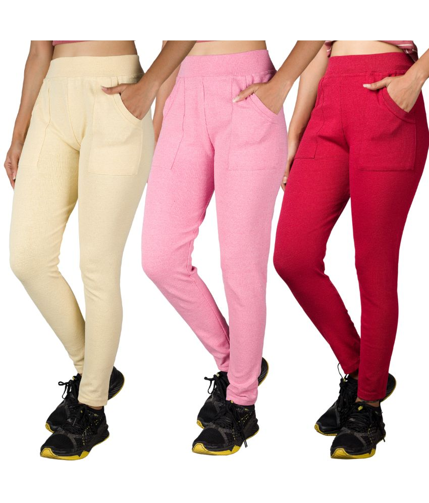     			KARARO JEGGINGS - Cotton Blend Skinny Fit Pink Women's Jeggings ( Pack of 3 )