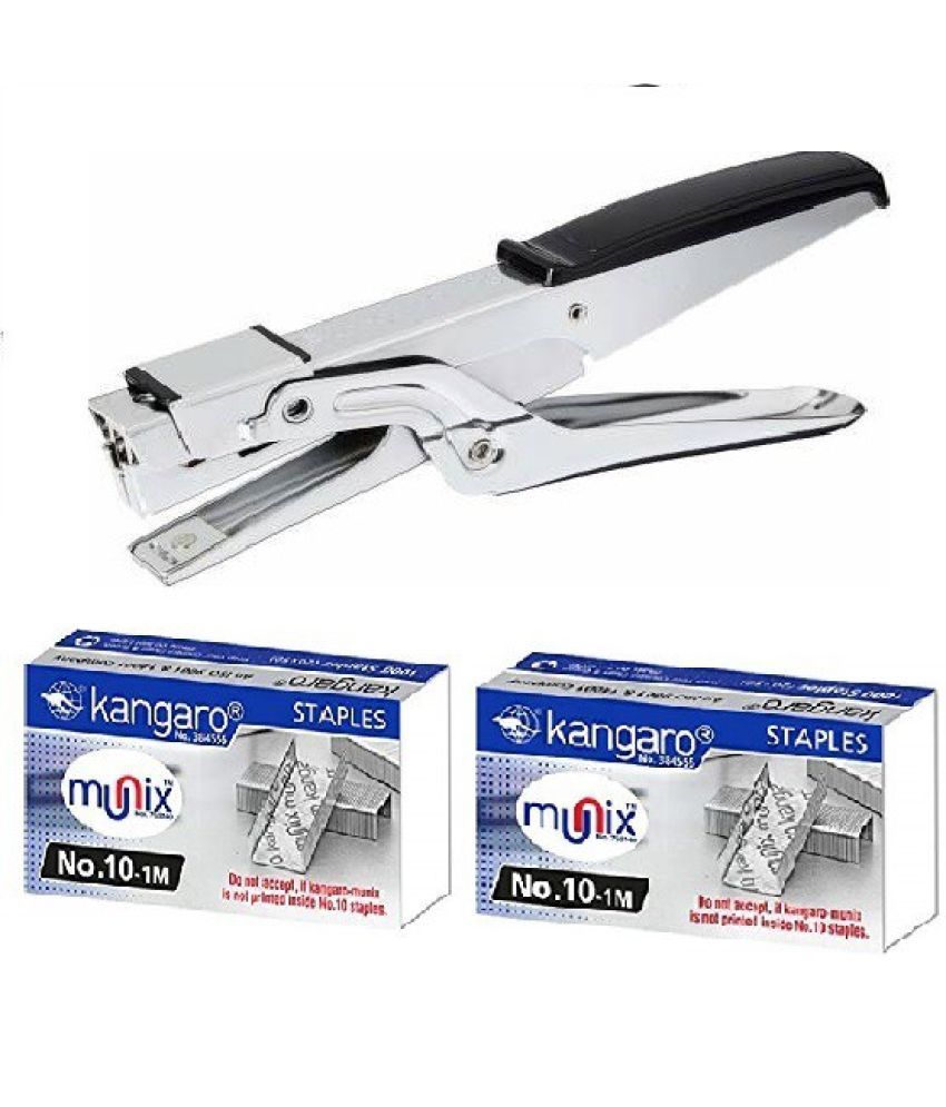     			Kangaro Desk Essentials HP-10 All Metal Plier Stapler | Sturdy & Durable for Long Time Use| Sturdy & Durable for Long Time Use | 2000 pcs of No. 10 Stainless Steel Staple Pin | Pack of 3