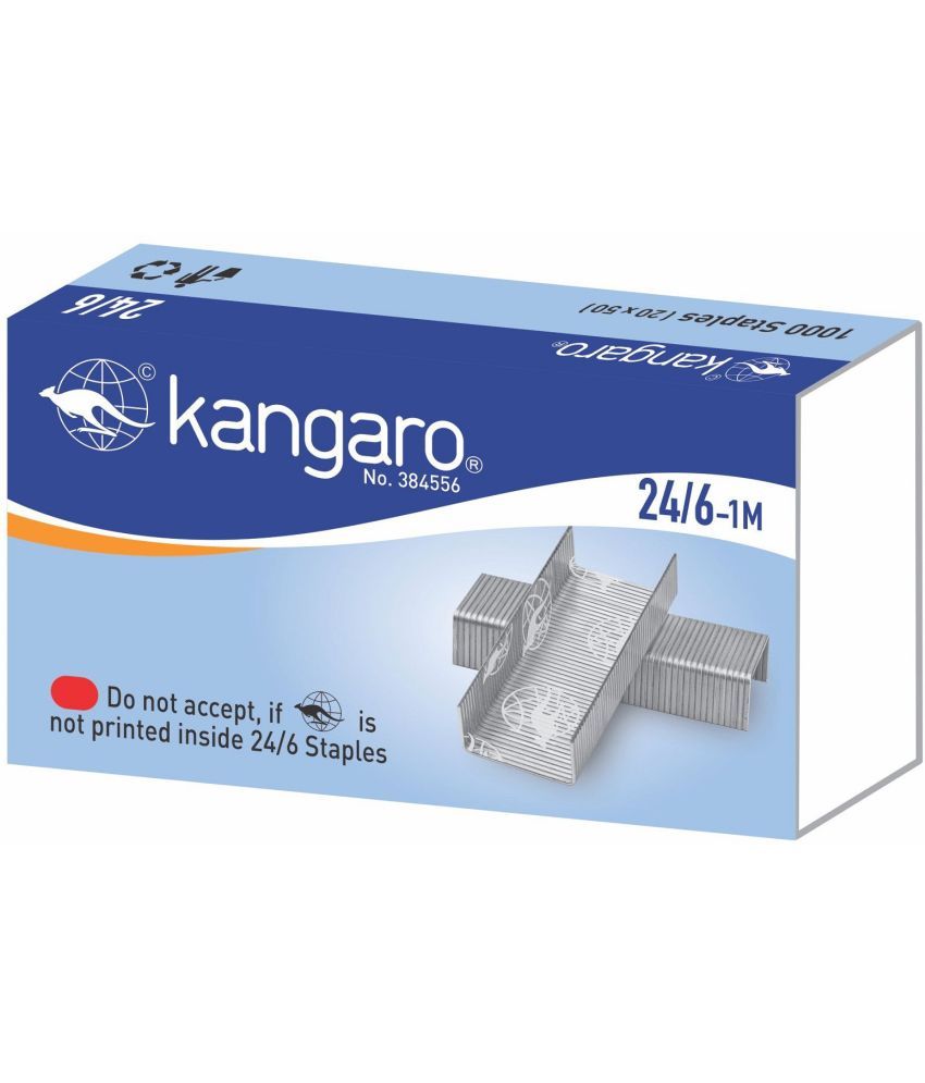     			Kangaro Desk Essentials NO. 24/6M Heavy Duty Steel Wire Staple Pin | Zinc Coated with Rust Free Complete Steel Staple | Sturdy & Durable for Long Time Use | Pack of 12