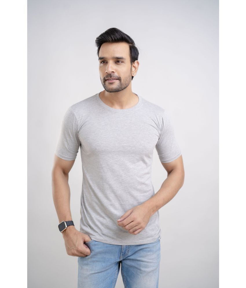     			Kapadia Cotton Regular Fit Solid Half Sleeves Men's T-Shirt - Grey ( Pack of 1 )