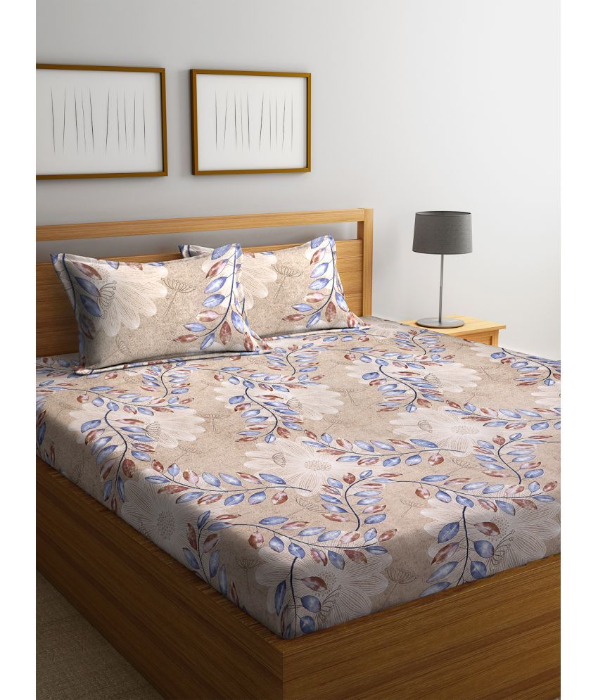     			Klotthe Poly Cotton Floral 1 Double Bedsheet with 2 Pillow Covers - Multicolor