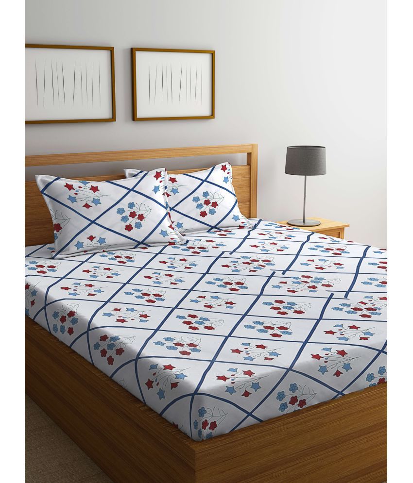     			Klotthe Poly Cotton Floral 1 Double Bedsheet with 2 Pillow Covers - Multicolor