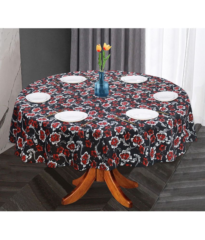     			Oasis Hometex Printed Cotton 6 Seater Round Table Cover ( 152 x 152 ) cm Pack of 1 Black