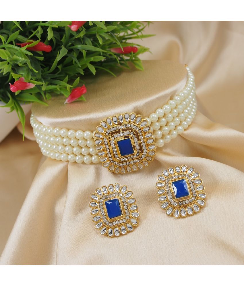     			Padmavati Bangles Blue Alloy Necklace Set ( Pack of 1 )