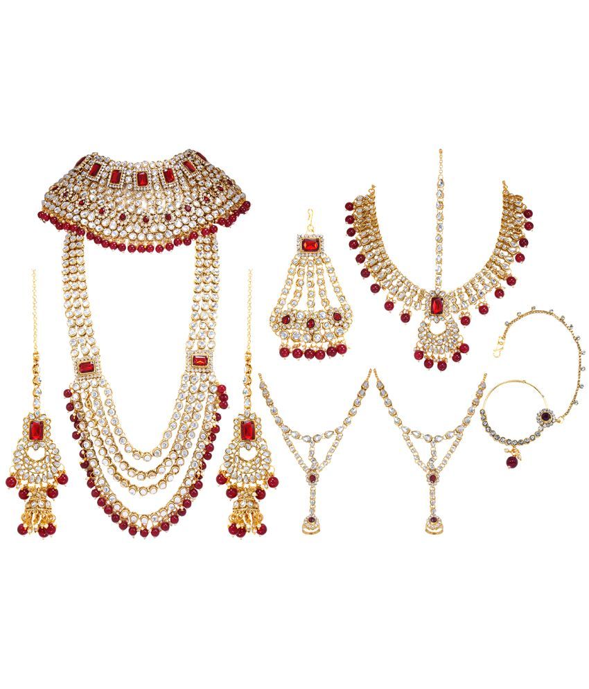     			Padmavati Bangles Maroon Alloy Necklace Set ( Pack of 1 )