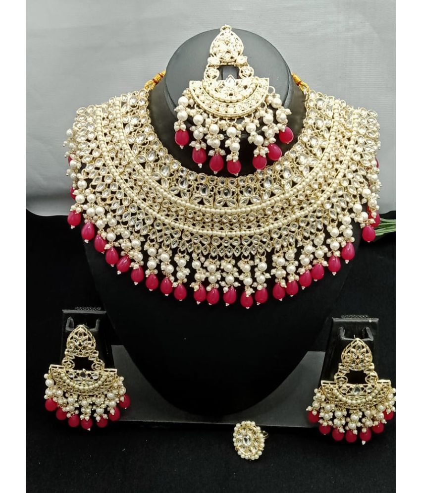     			Padmavati Bangles Red Alloy Necklace Set ( Pack of 1 )