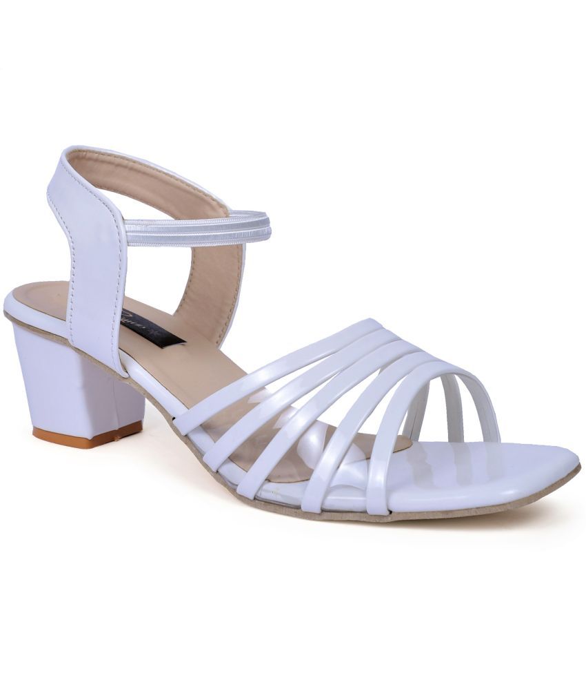     			Rimezs White Women's Sandal Heels