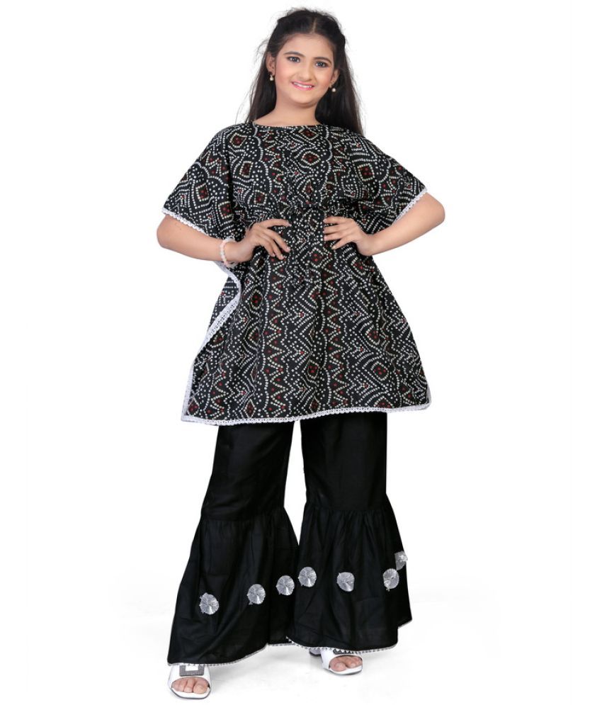     			SELVIFAB Black Crepe Girls Kurta and Sharara Set ( Pack of 1 )