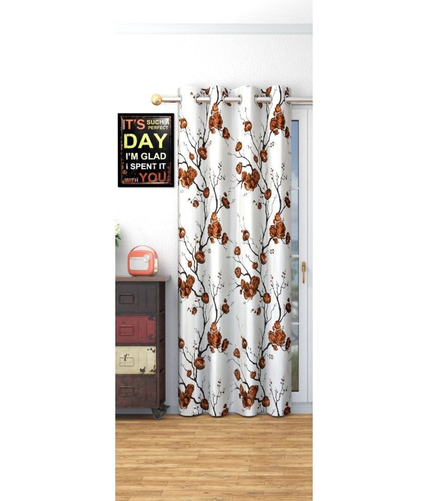     			SWIZIER Floral Room Darkening Eyelet Curtain 7 ft ( Pack of 1 ) - Brown