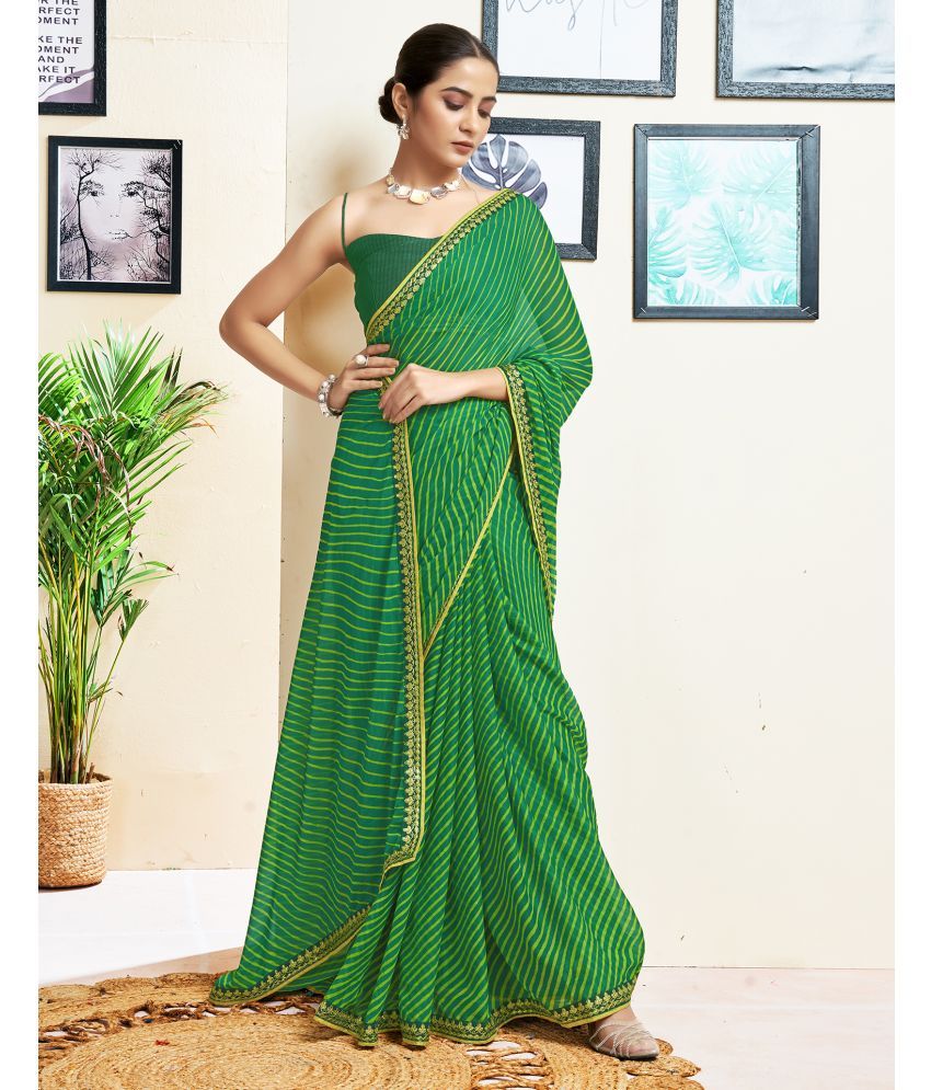     			Samah Georgette Printed Saree With Blouse Piece - Green ( Pack of 1 )