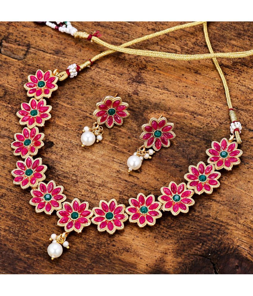     			Sukkhi Pink Alloy Necklace Set ( Pack of 1 )