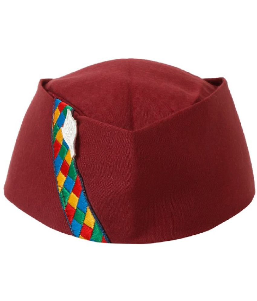     			The Mini NEEDLE Maroon Cotton Men's Cap ( Pack of 1 )