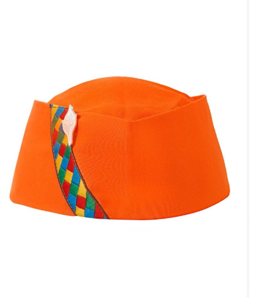     			The Mini NEEDLE Orange Cotton Men's Cap ( Pack of 1 )