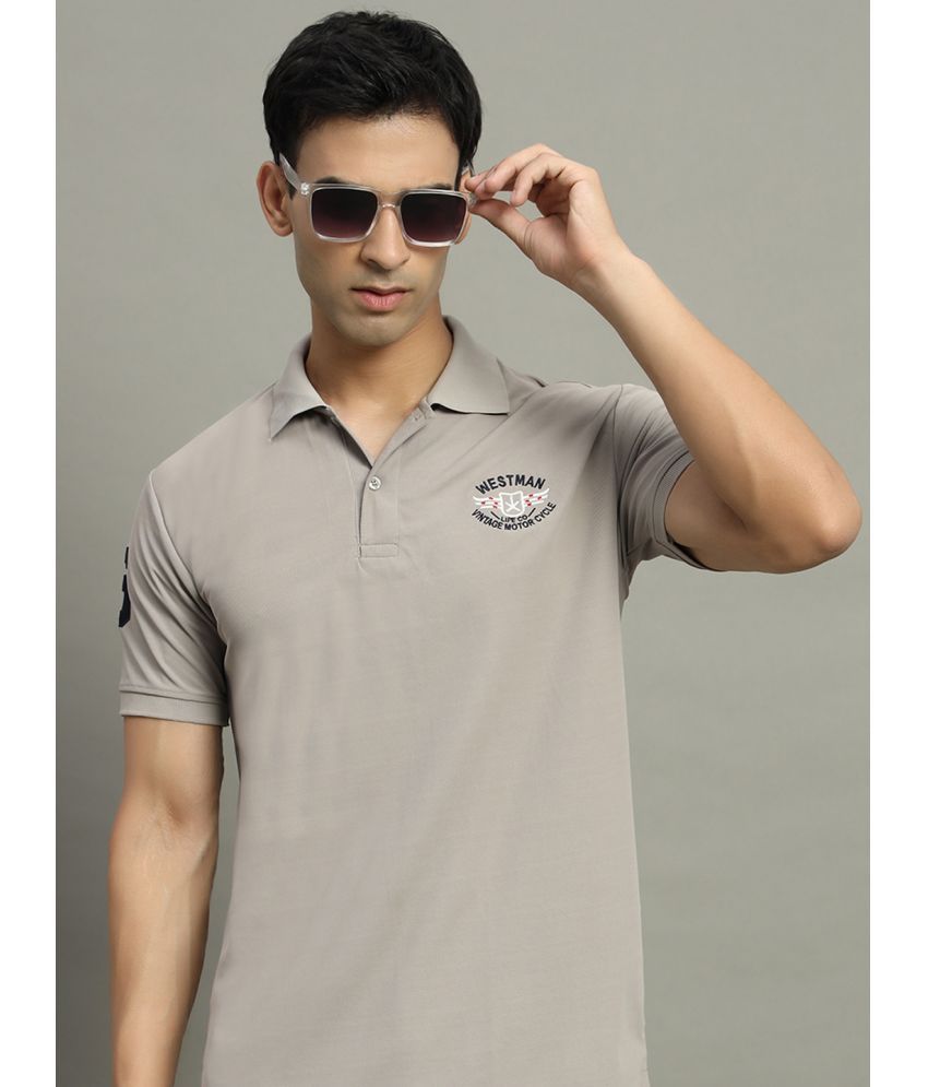     			WESTMAN Cotton Blend Regular Fit Solid Half Sleeves Men's Polo T Shirt - Grey ( Pack of 1 )