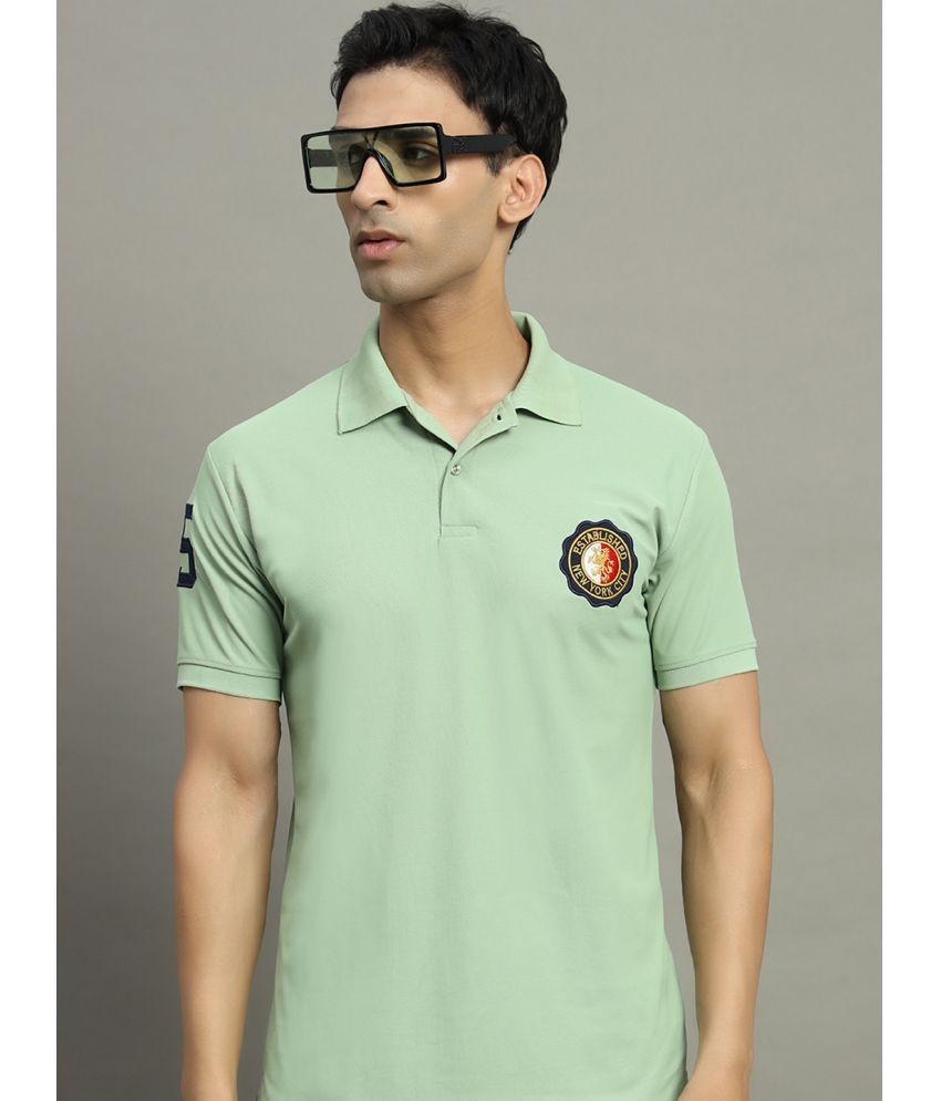     			WESTMAN Cotton Blend Regular Fit Solid Half Sleeves Men's Polo T Shirt - Sea Green ( Pack of 1 )