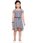 Aarika Cotton Blend Fit And Flare Dress For Girls ( Pack of 1 , Navy Blue )