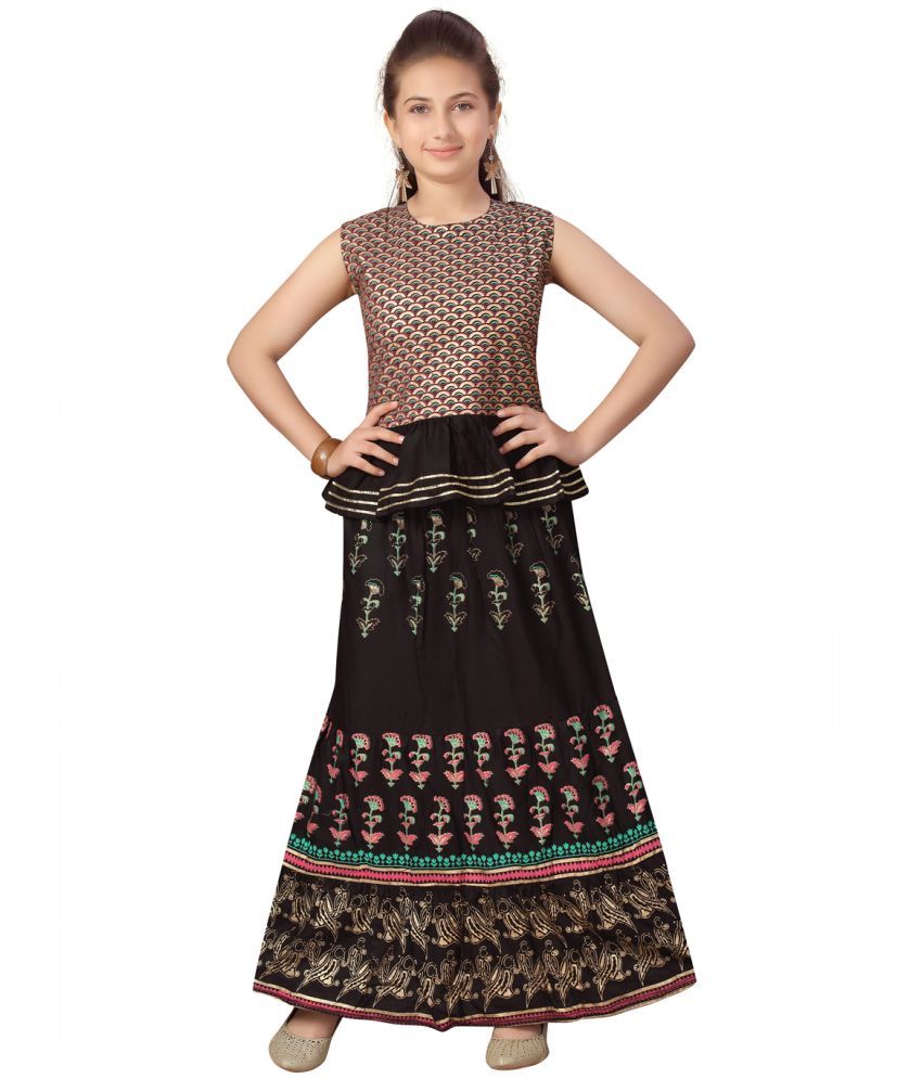     			Aarika Black Cotton Girls Lehenga Choli Set ( Pack of 1 )