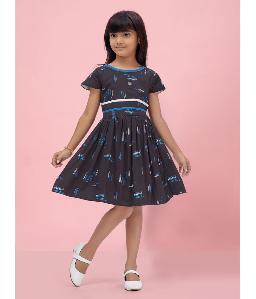     			Aarika Blue Rayon Girls Fit And Flare Dress ( Pack of 1 )