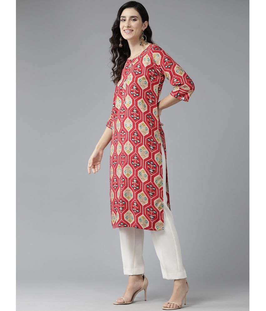     			Aarika Cotton Blend Printed Straight Women's Kurti - Red ( Pack of 1 )