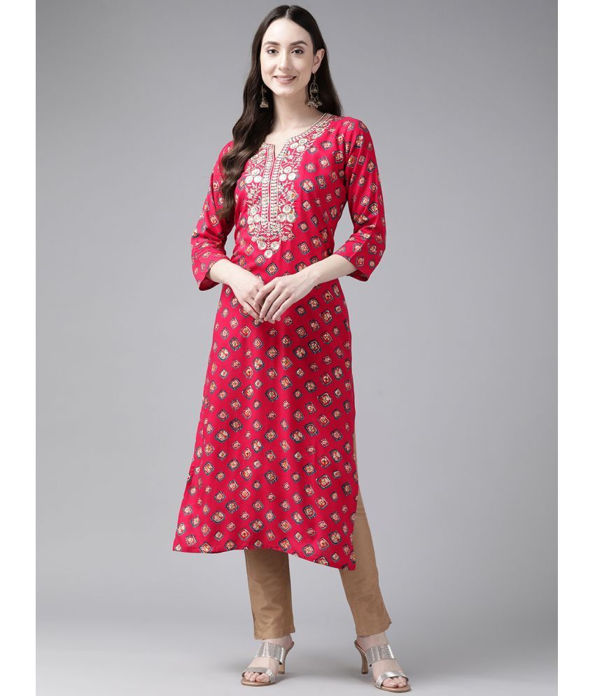     			Aarika Cotton Embroidered Straight Women's Kurti - Pink ( Pack of 1 )