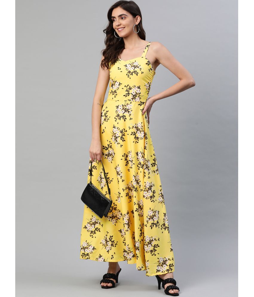     			Aarika Georgette Printed Full Length Women's A-line Dress - Yellow ( Pack of 1 )