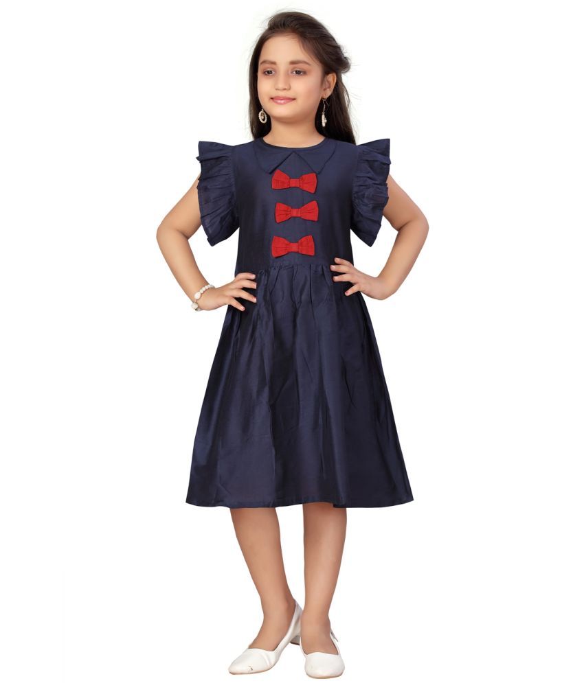     			Aarika Cotton Blend A-line Dress For Girls ( Pack of 1 , Navy Blue )