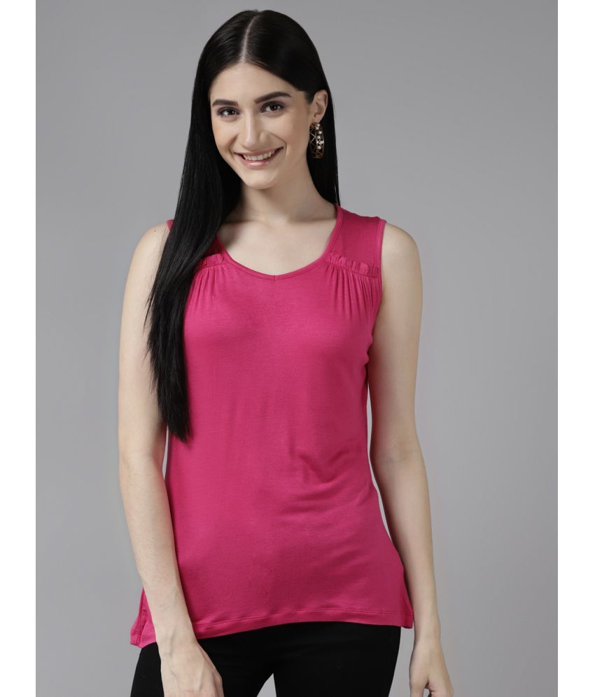     			Aarika Pink Cotton Blend Women's Regular Top ( Pack of 1 )